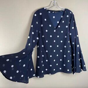 Banana Republic Bell Sleeve Polka Dot Long Sleeved Blouse